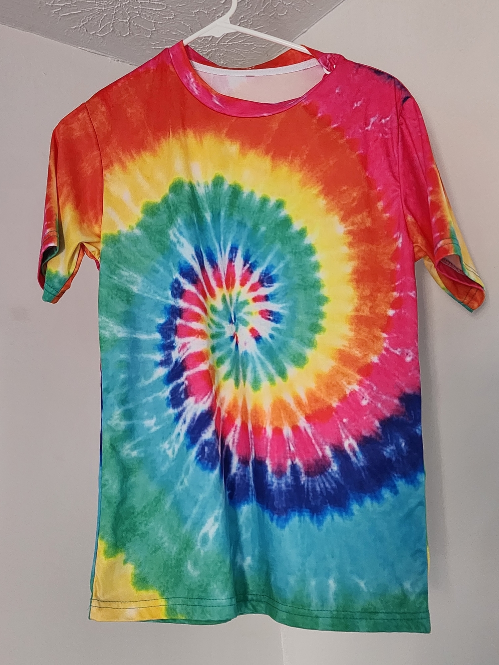 Amazon Men’s Short Sleeve Tie-Dye Spiral Tee - Red, Yellow, Green, Blue, Pink